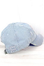 Load image into Gallery viewer, Distressed Light Denim Let The Good Times Roll Cap
