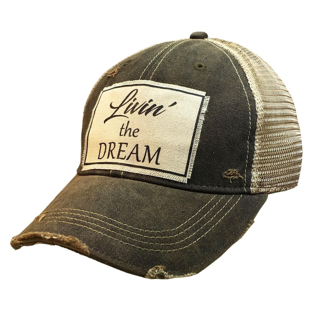 Distressed Trucker Cap Adult Women's Livin the Dream Tan Mesh