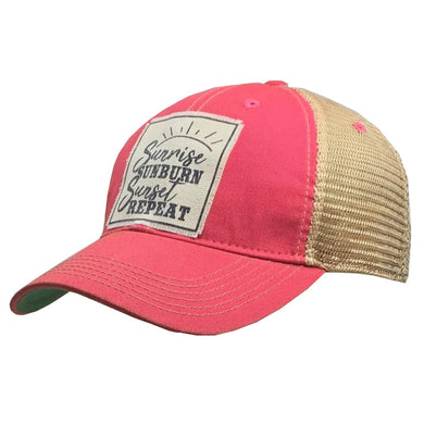 Distressed Trucker Cap Women's Adult Sunrise Sunburn Sunset Pink - Tribal Coast ArtBallcaps