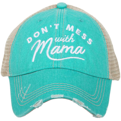 Distressed Trucker Hat Embroidered Snapback Turquoise - Tribal Coast ArtBall Cap