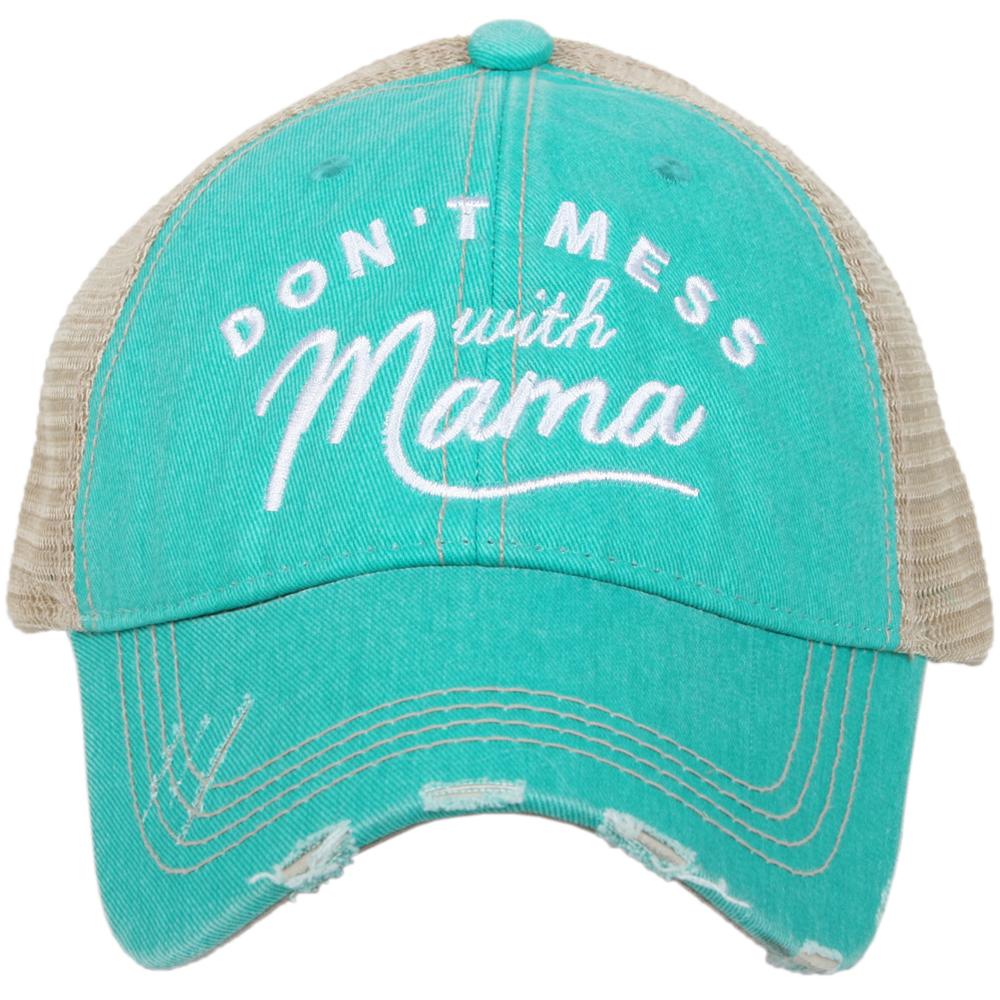 Distressed Trucker Hat Embroidered Snapback Turquoise - Tribal Coast ArtBall Cap