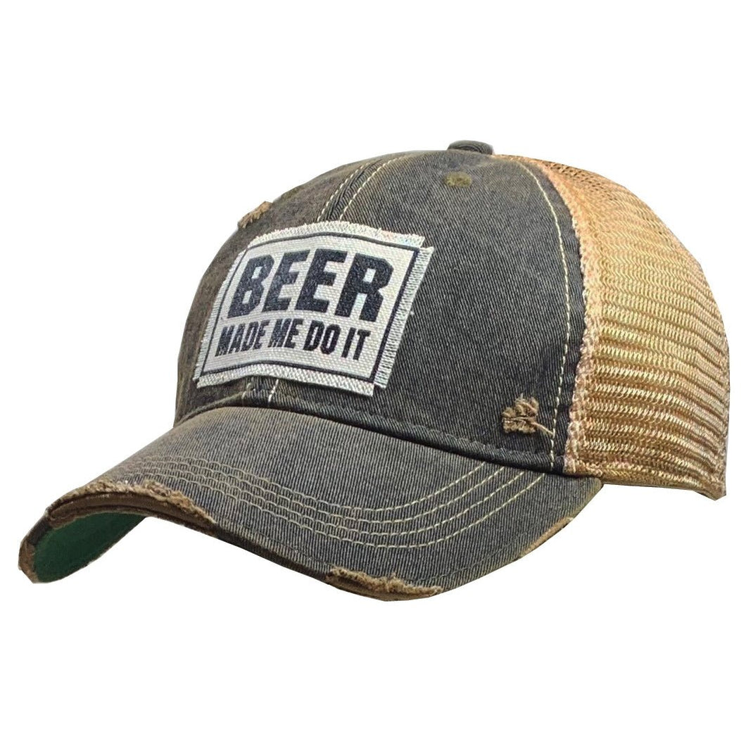 Distressed Trucker Snapback Cap Beer Made Me Do It - Tribal Coast ArtBall Cap