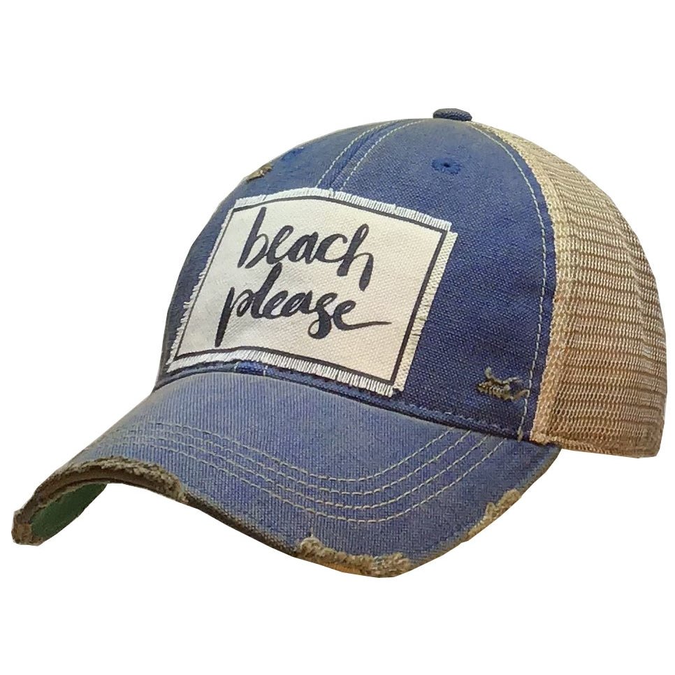 Distressed Trucker Snapback Hat Baseball Cap Beach Please - Tribal Coast ArtBallcaps