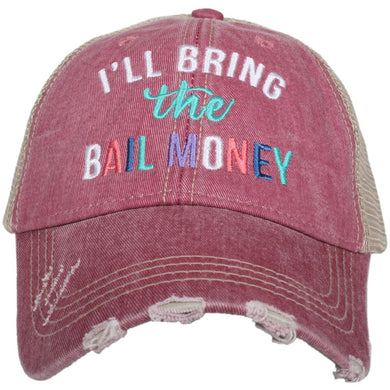 Distressed Trucker Snapback Hat I'll Bring The Bail Money - Tribal Coast ArtBall Cap