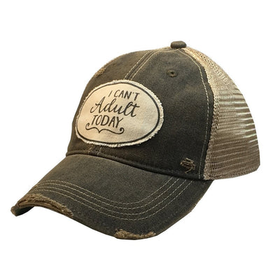 Distressed Trucker Women's Adult Hat Ball Cap I Can't Adult Today Tan - Tribal Coast ArtBall Cap