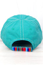 Load image into Gallery viewer, Distressed Turquoise Cap Serape Mamacita - Tribal Coast ArtBall Cap
