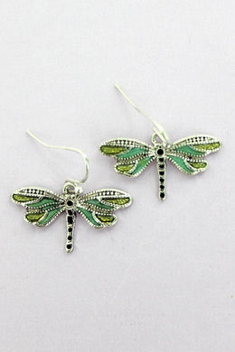 Dragonfly Earrings Green Multi Tone - Tribal Coast ArtEarrings