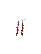 Load image into Gallery viewer, Flower Strand Bead Adult Womens Teen Girls Earrings Red Green Yellow - Tribal Coast ArtEarrings
