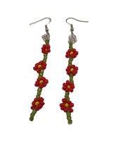 Load image into Gallery viewer, Flower Strand Bead Adult Womens Teen Girls Earrings Red Green Yellow - Tribal Coast ArtEarrings
