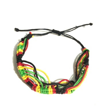 Friendship Surfer Rasta Style Bracelet / Anklet Yellow Red Green Black Colors - Tribal Coast ArtBracelet