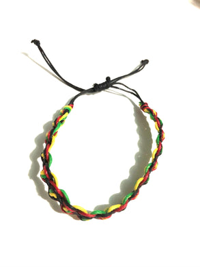 Friendship Surfer Rasta Style Bracelet / Anklet Yellow Red Green Black Colors - Tribal Coast ArtBracelet