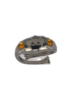 Frog Ring for Girls With Yellow Rhinesone Eyes One Size Adjustable - Tribal Coast Artring