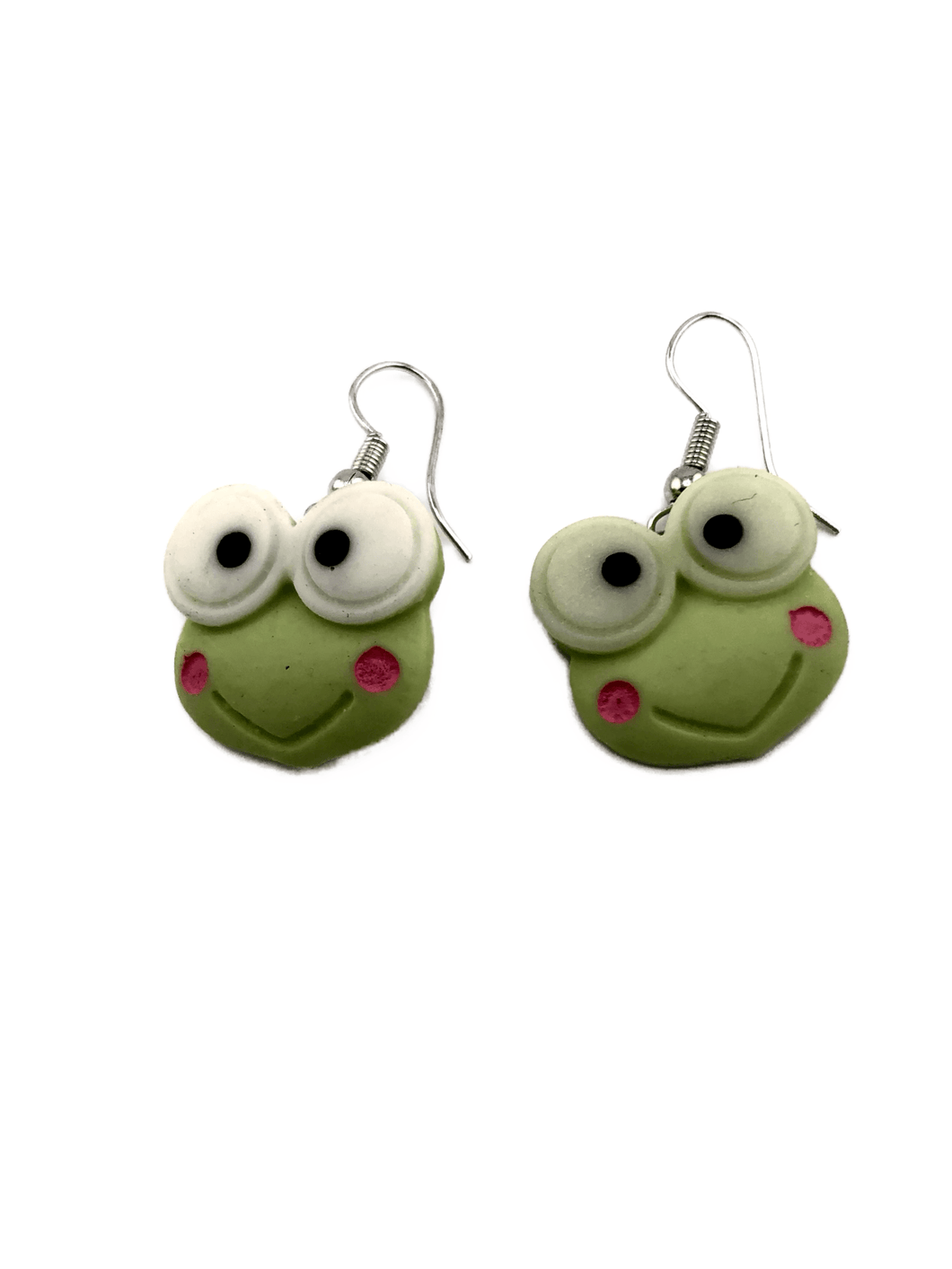 Green Frog Big Eyes Cartoonish Fun Adult Womens Teen Girls Earrings - Tribal Coast ArtEarrings