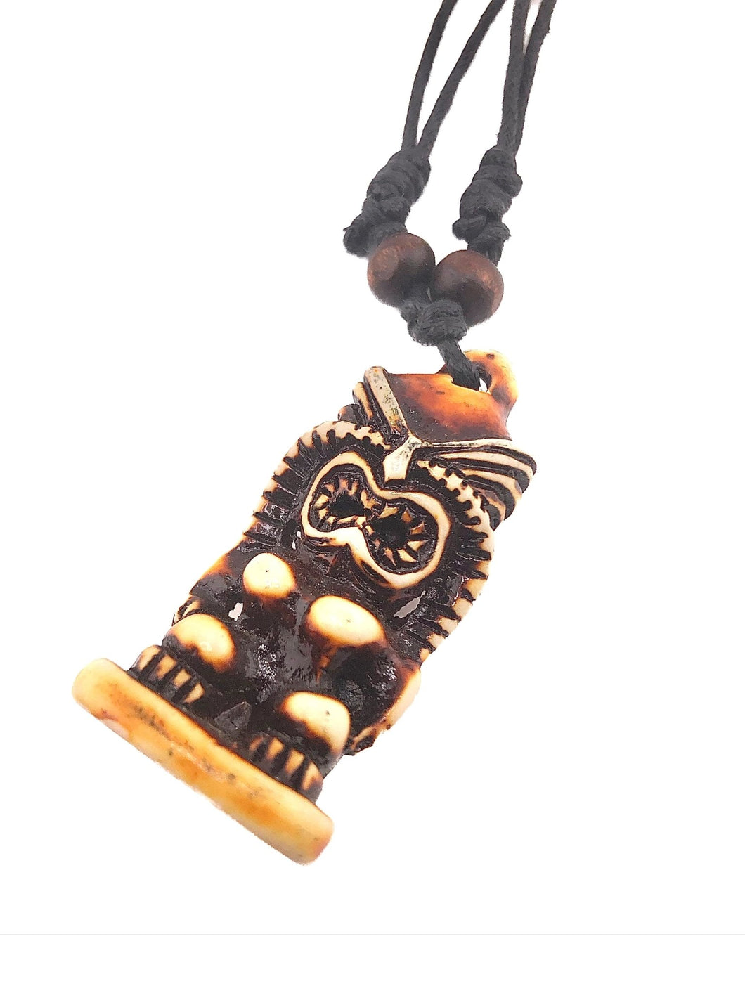 Kids Double Corded Tiki Totem Necklace and Pendant Natural Tones - Tribal Coast ArtNecklace