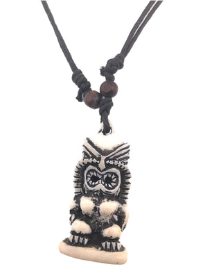 Kids Double Corded Tiki Totem Necklace and Pendant Natural Tones - Tribal Coast ArtNecklace