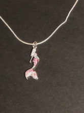 Load image into Gallery viewer, Mermaid Pink Pendant 01 Gold plated enamel 18&quot; Silver plated Snake Chain with Lobster Clasp - Tribal Coast ArtNecklace
