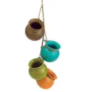 Mini Hanging Pots Multi Color Tones - Tribal Coast ArtHome & Garden