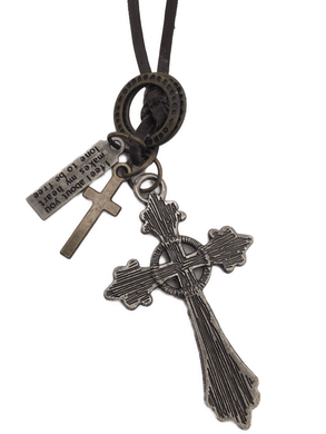 Ornate Cross Necklace Adult Unisex with Cross Charm Ring - Tribal Coast ArtNecklace