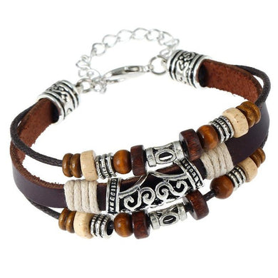 Punk Tribal Style Handmade Beaded Leather Bracelet - Tribal Coast ArtBracelet
