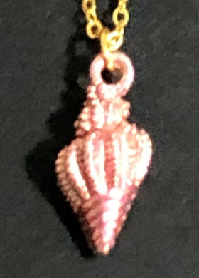 Reddish Toned Spiral Sea Shell Pendant Necklace - Tribal Coast ArtNecklace