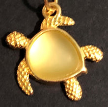 Load image into Gallery viewer, Sea Turtle Gold plated Sea glass Inset on 18&quot; Gold plated Chain Necklace with LobsterClasp - Tribal Coast ArtNecklace
