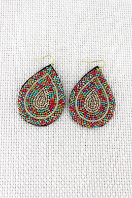 Seed Bead Earrings Teardrop Multicolor Adult - Tribal Coast ArtEarrings