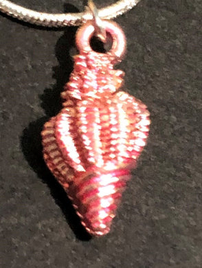 Spiral Sea Shell Red Gold plated enamel - Tribal Coast ArtNecklace