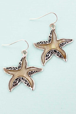 Starfish Earrings Silvertone - Tribal Coast ArtEarrings