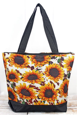 Sunflower Tote Bag Hand Bag Black Trim and Handle - Tribal Coast ArtTote