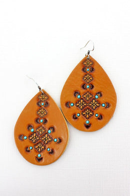 Tangier Teardrop Earrings Brown and Turquoise Tribal Coast Art - Tribal Coast ArtEarrings