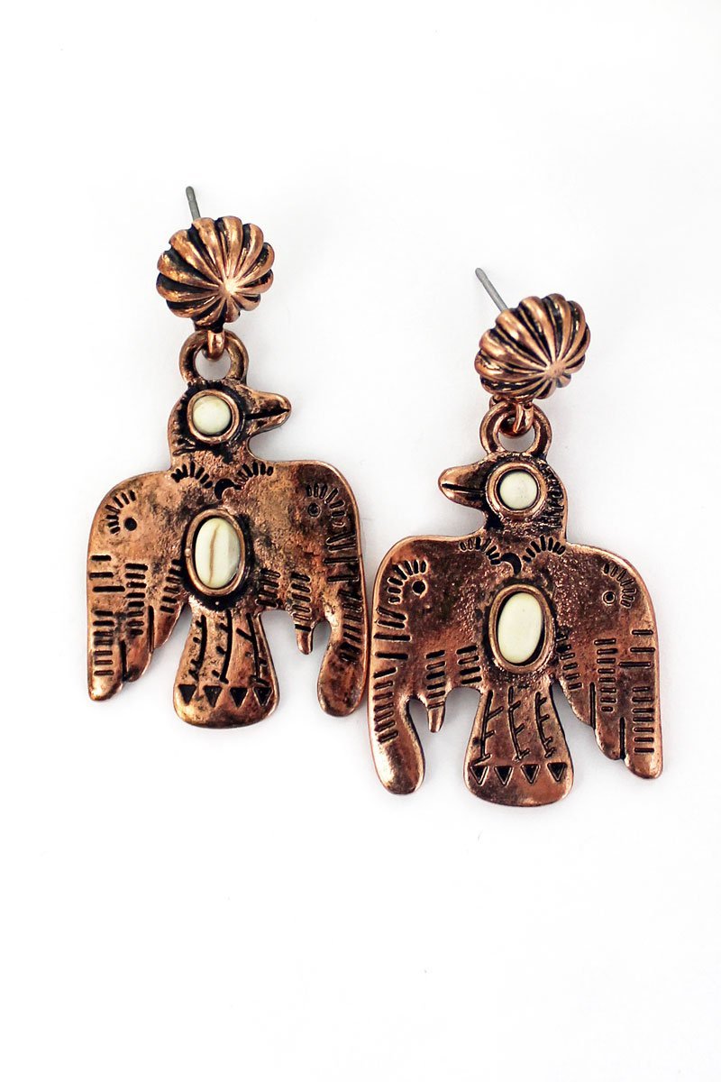 Thunderbird Earring Adult Coppertone and White - Tribal Coast ArtEarrings