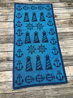 Tribal Coast Art Beach Towel Blue Pattern 30 inch x 60 inch - Tribal Coast ArtBeach Towel