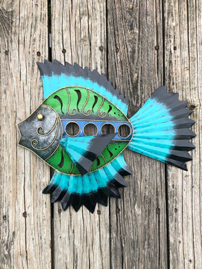 Tribal Coast Art Decorative Metal Tropical Fish Sculpture Turquoise - Tribal Coast ArtSigns