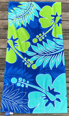 Tribal Coast Art Hibiscus Life Velour Beach Towel 30 inch x 60 inch - Tribal Coast ArtBeach Towel