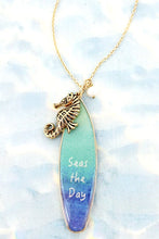 Load image into Gallery viewer, Tribal Coast Art Surfboard and Seahorse Pendant Necklace - Tribal Coast ArtNecklace
