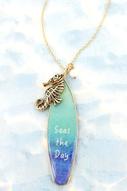 Tribal Coast Art Surfboard and Seahorse Pendant Necklace - Tribal Coast ArtNecklace