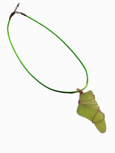 Load image into Gallery viewer, Tumbled Glass Pendant Triangle Green With Necklace - Tribal Coast ArtNecklace
