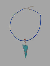 Load image into Gallery viewer, Tumbled Glass Pendant Triangle Turquoise With Necklace - Tribal Coast ArtNecklace
