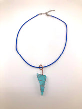 Load image into Gallery viewer, Tumbled Glass Pendant Triangle Turquoise With Necklace - Tribal Coast ArtNecklace
