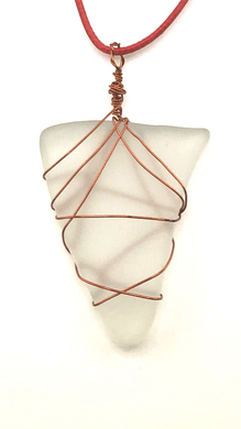 Tumbled Sea Glass Pendant Triangle Clear With Necklace - Tribal Coast ArtNecklace
