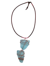 Load image into Gallery viewer, Tumbled Sea Glass Turquoise Pendants With Necklace - Tribal Coast ArtNecklace
