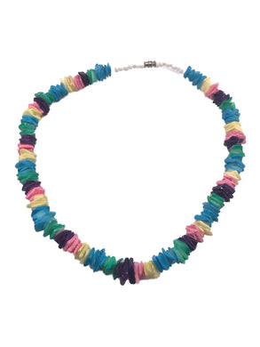 Unisex Kids 18 inch Puka Necklace Pink Yellow Blue Green Black - Tribal Coast ArtNecklace Bracelet Set