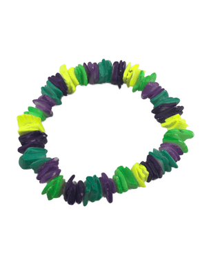 Unisex Kids 18 inch Stretch Puka Bracelet Purple Green Yellow - Tribal Coast ArtNecklace Bracelet Set
