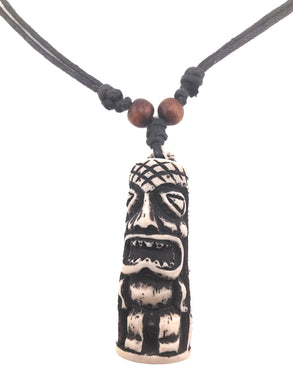Unisex Kids Double Corded Tiki Totem Necklace and Pendant Black And White - Tribal Coast ArtNecklace