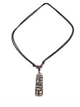 Load image into Gallery viewer, Unisex Kids Double Corded Tiki Totem Necklace and Pendant Black And White - Tribal Coast ArtNecklace
