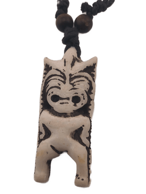 Unisex Kids Double Corded Tiki Totem Necklace and Pendant White - Tribal Coast ArtNecklace