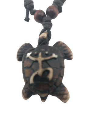 Unisex Kids Natural Brown Double Corded Tropical Turtle Necklace and Pendant - Tribal Coast ArtNecklace