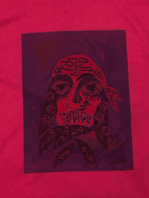 Unisex T Shirt Adult Dark Pink Red with Gypsy Fortune Teller Pirate Graphic Design - Tribal Coast ArtT-Shirt