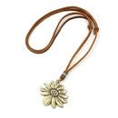 Vintage Long Leather Flower Necklace - Tribal Coast ArtNecklace