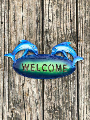 Welcome Dolphin Sign - Tribal Coast ArtSigns